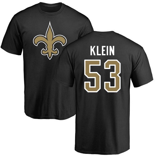 Men New Orleans Saints Black A J  Klein Name and Number Logo NFL Football #53 T Shirt->new orleans saints->NFL Jersey